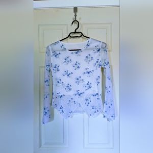 Floral Top, Blue & White